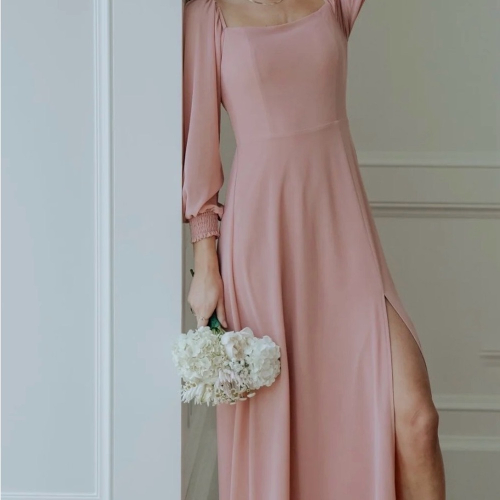 Baltic Born Elegant Pink Blush Chiffon Maxi Dress L